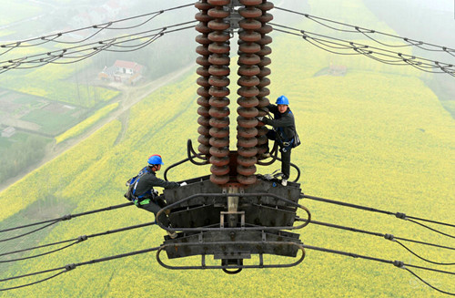 國網(wǎng)湖北電力檢修漢江大跨越導線
